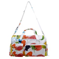 Fruits, Drip, Fruit, Paint, Spring Sports Gym Duffle Bag With Shoe Compartment by kyorashop23