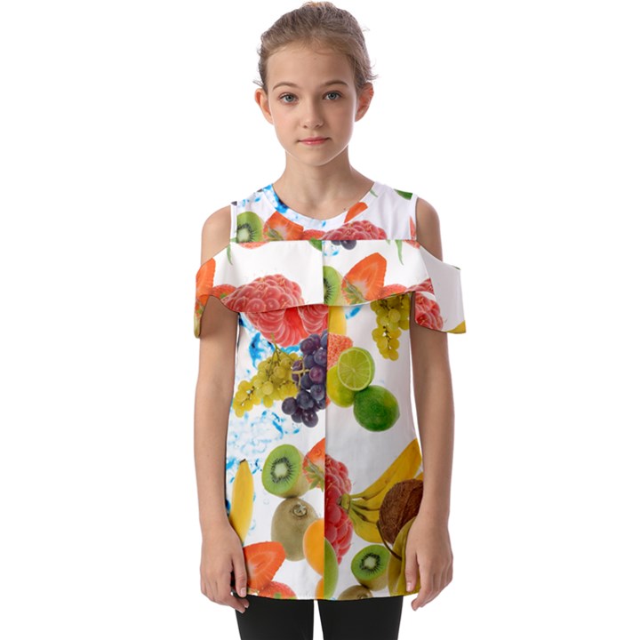 Fruits, Drip, Fruit, Paint, Spring Fold Over Open Sleeve Top