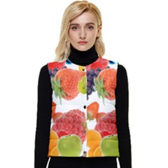 Fruits, Drip, Fruit, Paint, Spring Women s Button Up Puffer Vest