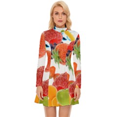 Fruits, Drip, Fruit, Paint, Spring Long Sleeve Velour Longline Dress