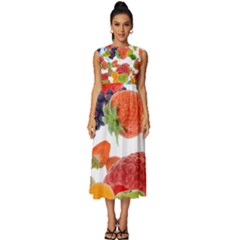 Fruits, Drip, Fruit, Paint, Spring Sleeveless Round Neck Midi Dress