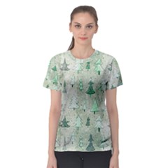 Green Christmas Trees, Cute, Doodle Women s Sport Mesh T-shirt