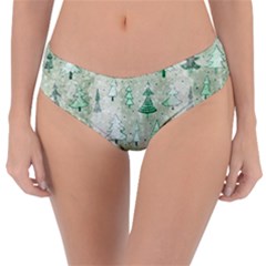 Green Christmas Trees, Cute, Doodle Reversible Classic Bikini Bottoms