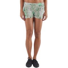 Green Christmas Trees, Cute, Doodle Yoga Shorts