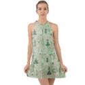 Green Christmas Trees, Cute, Doodle Halter Tie Back Chiffon Dress View1