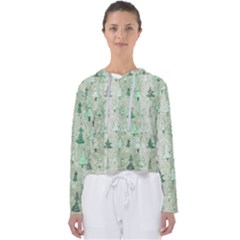 Green Christmas Trees, Cute, Doodle Women s Slouchy Sweat