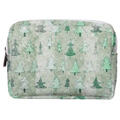 Green Christmas Trees, Cute, Doodle Make Up Pouch (medium)