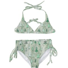 Green Christmas Trees, Cute, Doodle Kids  Classic Bikini Set