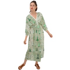 Green Christmas Trees, Cute, Doodle Grecian Style  Maxi Dress