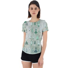 Green Christmas Trees, Cute, Doodle Back Cut Out Sport T-shirt