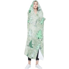 Green Christmas Trees, Cute, Doodle Wearable Blanket