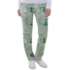 Green Christmas Trees, Cute, Doodle Women s Casual Pants