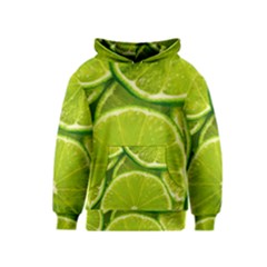 Lime Slices Close Up, Fresh, Fruit, Green Lemon Kids  Pullover Hoodie