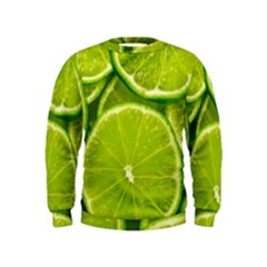 Lime Slices Close Up, Fresh, Fruit, Green Lemon Kids  Sweatshirt by kyorashop23