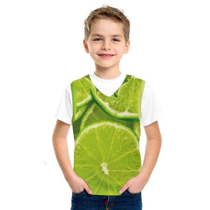 Lime Slices Close Up, Fresh, Fruit, Green Lemon Kids  Basketball Tank Top