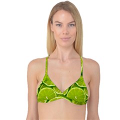 Lime Slices Close Up, Fresh, Fruit, Green Lemon Reversible Tri Bikini Top