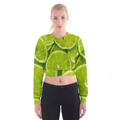 Lime Slices Close Up, Fresh, Fruit, Green Lemon Cropped Sweatshirt