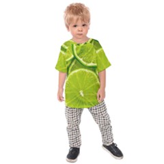 Lime Slices Close Up, Fresh, Fruit, Green Lemon Kids  Raglan T-shirt