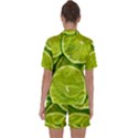 Lime Slices Close Up, Fresh, Fruit, Green Lemon Satin Short Sleeve Pajamas Set View2