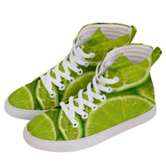 Lime Slices Close Up, Fresh, Fruit, Green Lemon Women s Hi-top Skate Sneakers