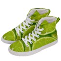 Lime Slices Close Up, Fresh, Fruit, Green Lemon Men s Hi-Top Skate Sneakers View2