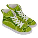 Lime Slices Close Up, Fresh, Fruit, Green Lemon Men s Hi-Top Skate Sneakers View3