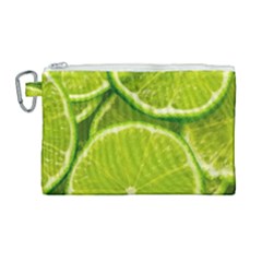 Lime Slices Close Up, Fresh, Fruit, Green Lemon Canvas Cosmetic Bag (large)