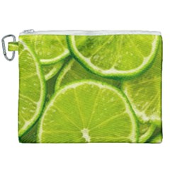 Lime Slices Close Up, Fresh, Fruit, Green Lemon Canvas Cosmetic Bag (xxl)