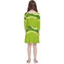 Lime Slices Close Up, Fresh, Fruit, Green Lemon Kids  Quarter Sleeve Skater Dress View2