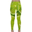 Lime Slices Close Up, Fresh, Fruit, Green Lemon Lightweight Velour Classic Yoga Leggings View1