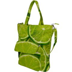 Lime Slices Close Up, Fresh, Fruit, Green Lemon Shoulder Tote Bag