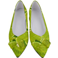 Lime Slices Close Up, Fresh, Fruit, Green Lemon Women s Bow Heels