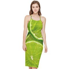 Lime Slices Close Up, Fresh, Fruit, Green Lemon Bodycon Cross Back Summer Dress by kyorashop23