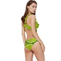 Lime Slices Close Up, Fresh, Fruit, Green Lemon Low Cut Ruffle Edge Bikini Set View3