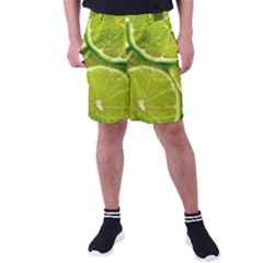 Lime Slices Close Up, Fresh, Fruit, Green Lemon Men s Pocket Shorts