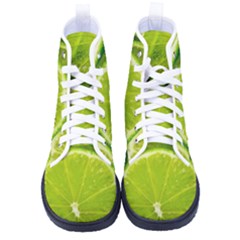 Lime Slices Close Up, Fresh, Fruit, Green Lemon Women s High-top Canvas Sneakers by kyorashop23