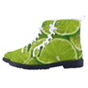 Lime Slices Close Up, Fresh, Fruit, Green Lemon Men s High-Top Canvas Sneakers View2