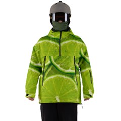 Lime Slices Close Up, Fresh, Fruit, Green Lemon Men s Ski And Snowboard Waterproof Breathable Jacket by kyorashop23