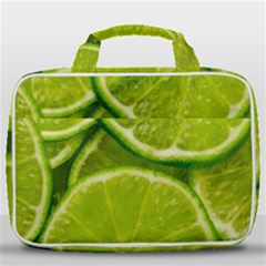 Lime Slices Close Up, Fresh, Fruit, Green Lemon Travel Toiletry Bag With Hanging Hook by kyorashop23