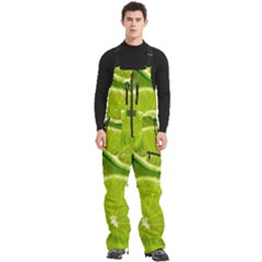 Lime Slices Close Up, Fresh, Fruit, Green Lemon Men s Front Zip Ski And Snowboard Bib Pants by kyorashop23