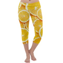 Oranges, Orange, Fruits Capri Yoga Leggings