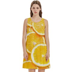 Oranges, Orange, Fruits Round Neck Sleeve Casual Dress With Pockets