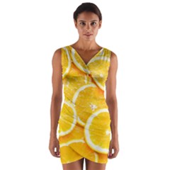 Oranges, Orange, Fruits Wrap Front Bodycon Dress