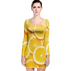 Oranges, Orange, Fruits Long Sleeve Velvet Bodycon Dress