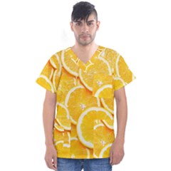 Oranges, Orange, Fruits Men s V-neck Scrub Top