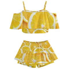 Oranges, Orange, Fruits Kids  Off Shoulder Skirt Bikini