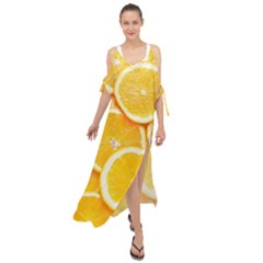 Oranges, Orange, Fruits Maxi Chiffon Cover Up Dress