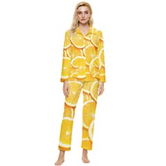 Oranges, Orange, Fruits Womens  Long Sleeve Velvet Pocket Pajamas Set by kyorashop23