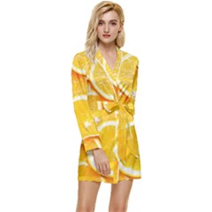 Oranges, Orange, Fruits Long Sleeve Satin Robe