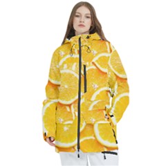 Oranges, Orange, Fruits Women s Multi Pockets Zip Ski And Snowboard Waterproof Breathable Jacket